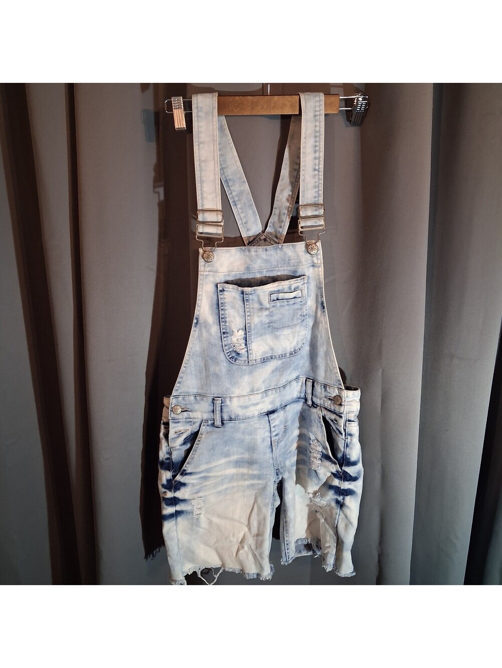 Blue Spice Women's Light Wash Denim Shortalls Overalls Size 3